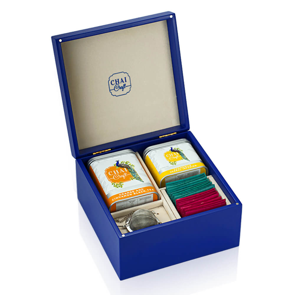 Boxful of sensations- 100 Grams Tin Caddy + 50 Grams Tin Caddy + 20 Tea Bags + 1 Ball Infuser (All in one gift box)