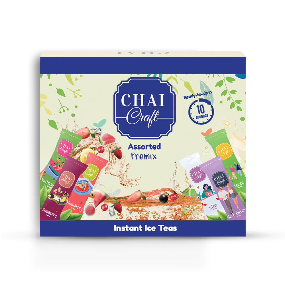 Assorted Instant Ice Tea Premix box of 12 sachets front view