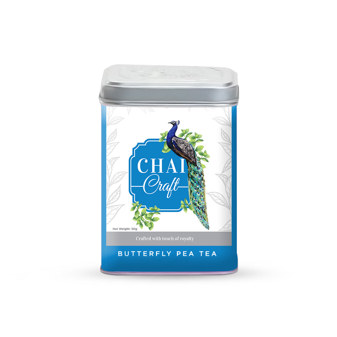 Chai Craft Butterfly Pea tea tin box front view