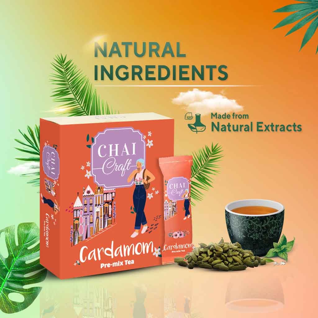 Chai Craft Instant Cardamom Tea box with sachet natural ingredient