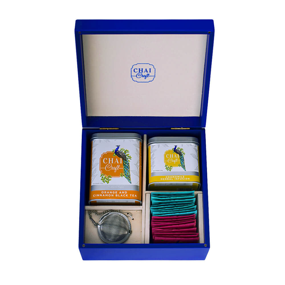 Boxful of sensations- 100 Grams Tin Caddy + 50 Grams Tin Caddy + 20 Tea Bags + 1 Ball Infuser (All in one gift box)
